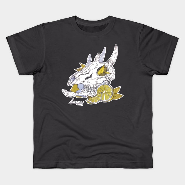 MorbidiTea - Lemon with Four Horned Antelope Skull Kids T-Shirt by MicaelaDawn